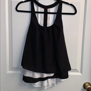 Black 🖤🤍 white detail racerback flirty tank top